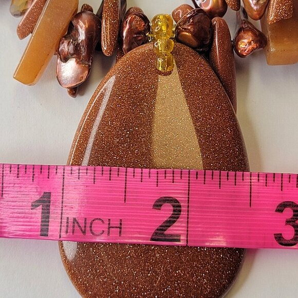 Brown hued gemstone fashion necklace and earrings set - Picture 12 of 14